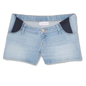 Isabel Side Panel Midi Maternity Jean Shorts